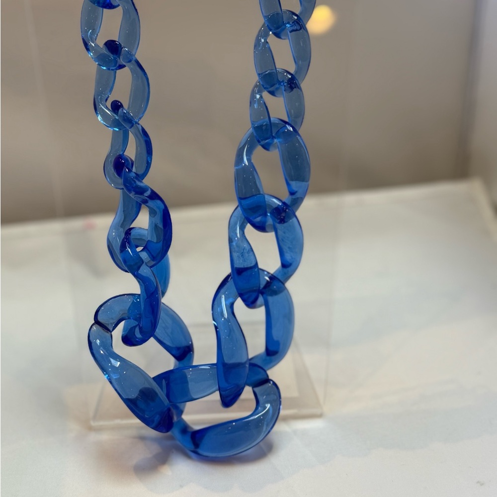 Y2K Chunky Blue Acrylic Chain Necklace
